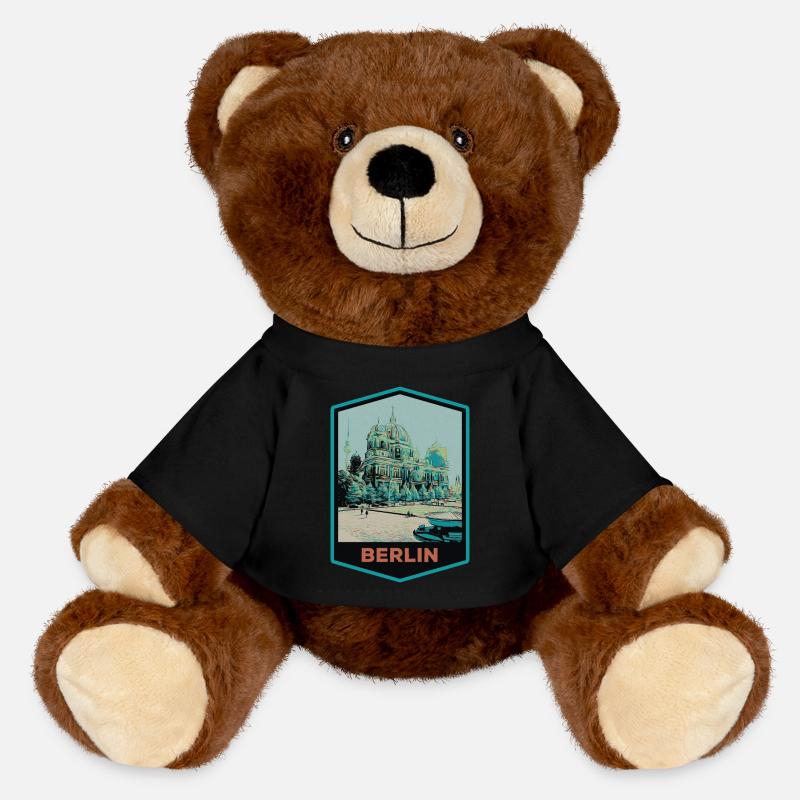 Illustration Dome of Berlin Cathedral - MiniFeet® RecycelBär® Teddy Bear Brown - black