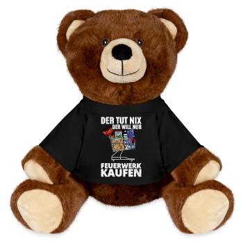 Der will Feuerwerk kaufen - MiniFeet® RecycelBär® Braun - Schwarz - Vorne