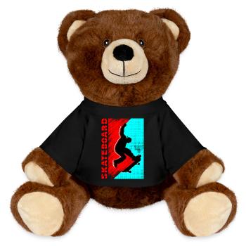 Skateboard Geschenke Skateboardfahrer Outfits - MiniFeet® RecycelBär® Braun - Schwarz - Vorne