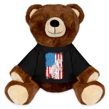 4th of July USA Breakdance - MiniFeet® RecycelBär® Teddy Bear Brown - black - Front