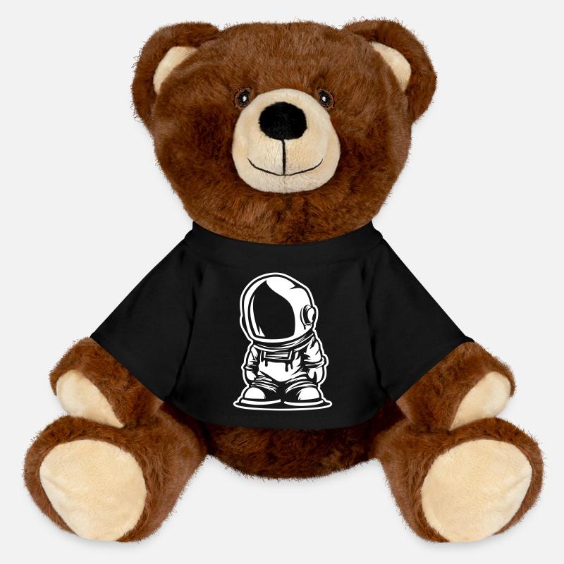 Cartoon style astronaut design - MiniFeet® RecycelBär® Teddy Bear Brown - black