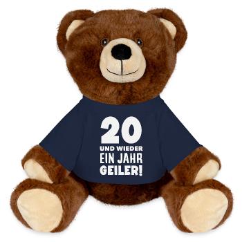 Lustiges Geschenk Zum 20. Geburtstag - MiniFeet® RecycelBär® Braun - French Navy - Vorne