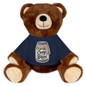 Cozy In Brine Lustiges Gurkenglas Humor - MiniFeet® RecycelBär® Braun - French Navy - Vorne