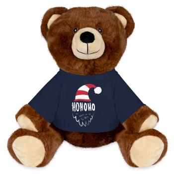 Hohoho merry christmas shirt - MiniFeet® RecycelBär® Teddy Bear Brown - french navy - Front