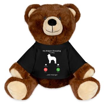 Le chien de berger belge appelle le chien d’art de l’écran du téléphone - Nounours RecycelBär® marron - noir - Devant