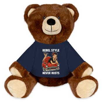 Rockabilly Pin-Up: Rebel Style Never Rusts Retro - MiniFeet® RecycelBär® Teddy Bear Brown - french navy - Front