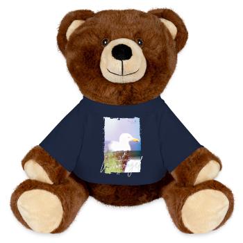 Wattvogel® Nordsee Möwe – Strandkorb Moment  - MiniFeet® RecycelBär® Braun - French Navy - Vorne