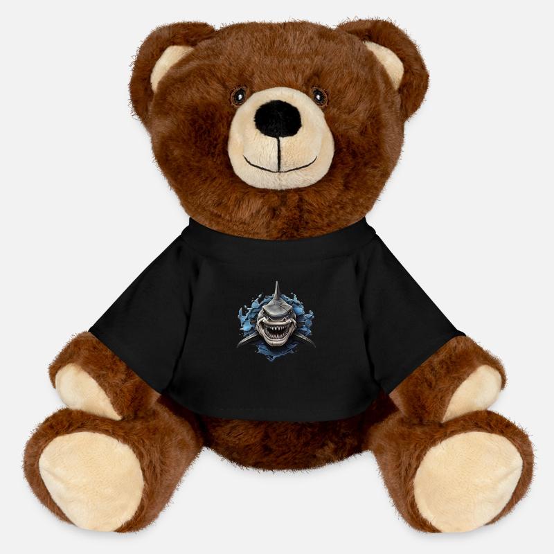 Cool Shark Design - MiniFeet® RecycelBär® Teddy Bear Brown - black