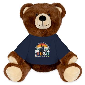 1950 : Légende vintage pour le 74e anniversaire - Nounours RecycelBär® marron - bleu marine - Devant