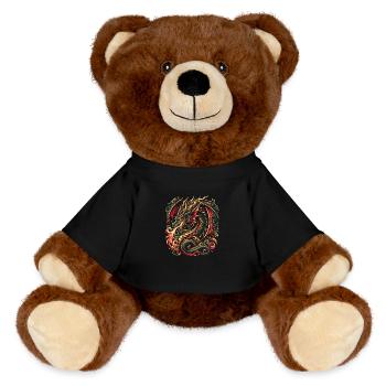 Smaragdgrüner Inferno-Drache - MiniFeet® RecycelBär® Braun - Schwarz - Vorne