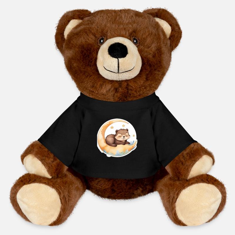 Otter sitting in the moon - MiniFeet® RecycelBär® Teddy Bear Brown - black