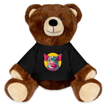 COCHON POP ART - Nounours RecycelBär® marron - noir - Devant