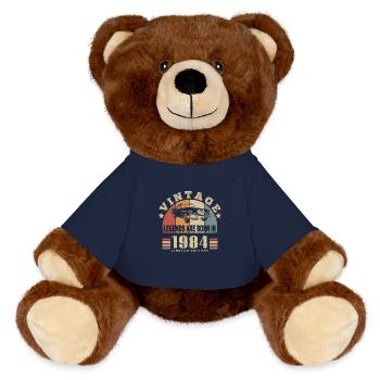 Jahrgang 1984 Legende geboren - MiniFeet® RecycelBär® Braun - French Navy - Vorne