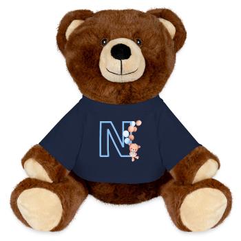 Blue Letter n Bear - MiniFeet® RecycelBär® Teddy Bear Brown - french navy - Front