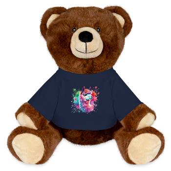 Llama, Alpaca Watercolor - MiniFeet® RecycelBär® Teddy Bear Brown - french navy - Front