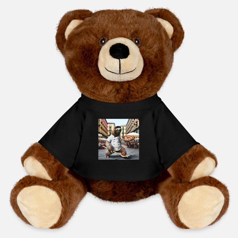 Sloth pizza maker Pizza maker Naples - MiniFeet® RecycelBär® Teddy Bear Brown - black