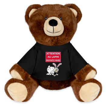 Attention au lapin blanc - Nounours RecycelBär® marron - noir - Devant