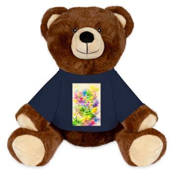 Art floral - Nounours RecycelBär® marron - bleu marine - Devant