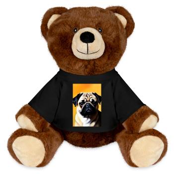 Mops Hund - MiniFeet® RecycelBär® Braun - Schwarz - Vorne