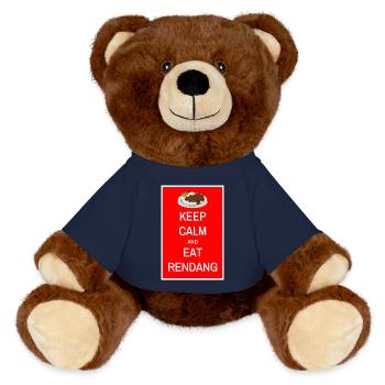 Stay calm and eat rendang - MiniFeet® RecycelBär® Teddy Bear Brown - french navy - Front