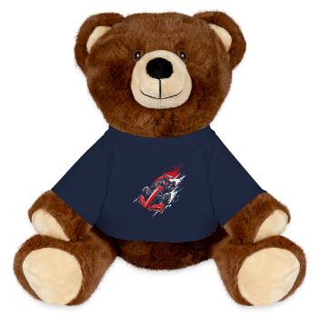 Voiture de course de formule | Illustration de course à grande vitesse - Nounours RecycelBär® marron - bleu marine - Devant