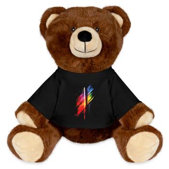 Subtle and Cool Dripping Pride Flag Rainbow Design - MiniFeet® RecycelBär® Teddy Bear Brown - black - Front
