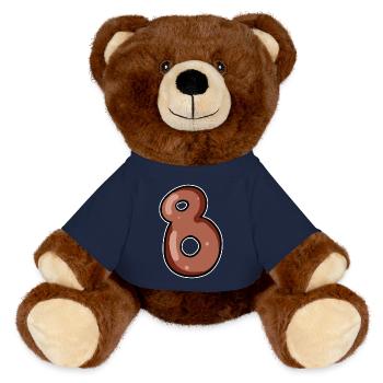 Zahl 8 Nummer Acht Motiv Braun - MiniFeet® RecycelBär® Braun - French Navy - Vorne