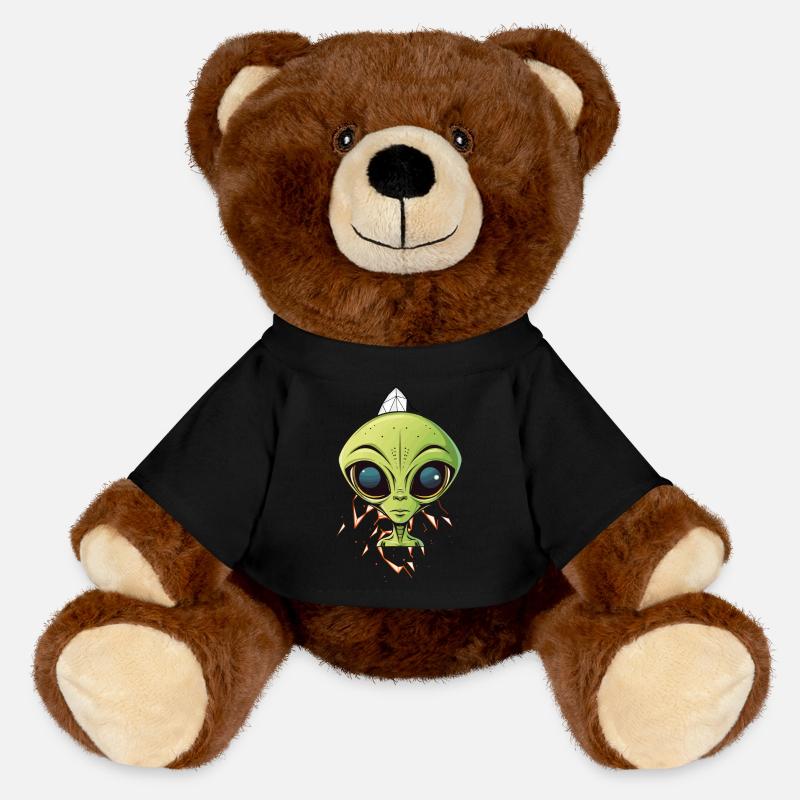 Alien head on spaceship - MiniFeet® RecycelBär® Teddy Bear Brown - black