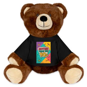 Mother from the 90s - Retro Mother's Day - MiniFeet® RecycelBär® Teddy Bear Brown - black - Front