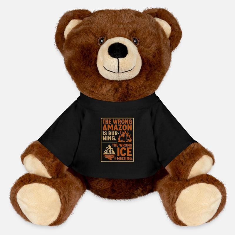 The wrong Forest is burning. The wrong lce is melt - MiniFeet® RecycelBär® Teddy Bear Brown - black