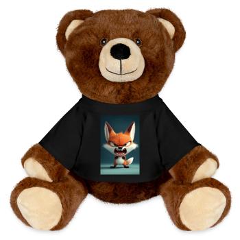 Furious Cartoon Fox Tantrum - MiniFeet® RecycelBär® Teddy Bear Brown - black - Front