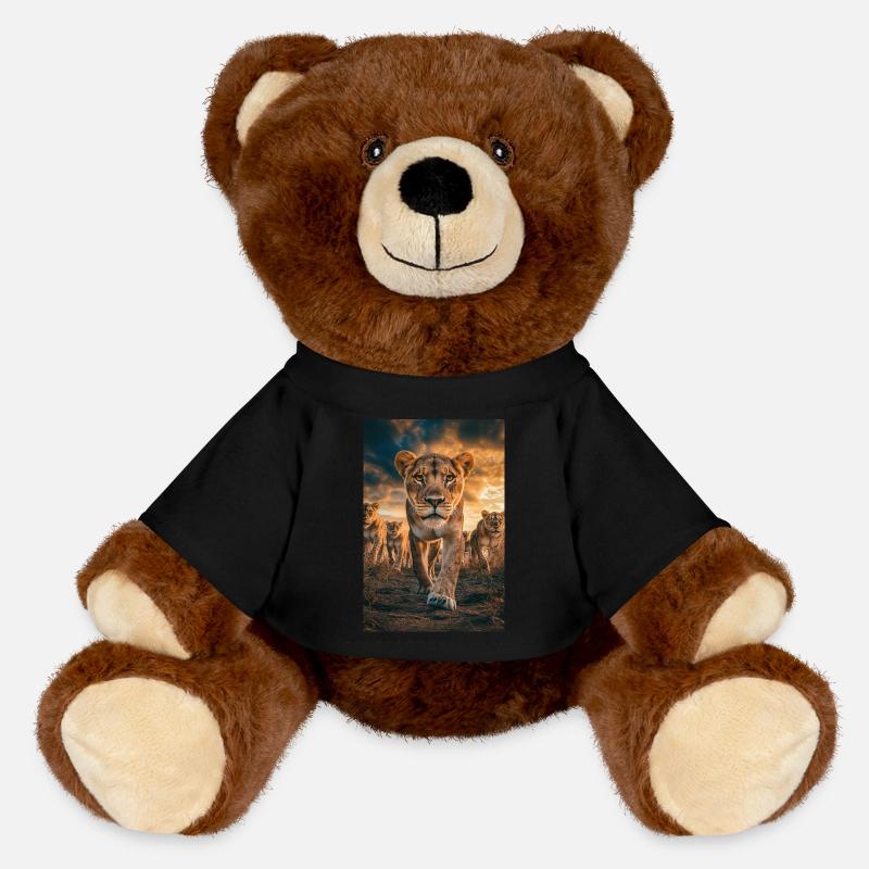 Une lionne intrépide à la tête de la Pride - Nounours RecycelBär® marron - noir