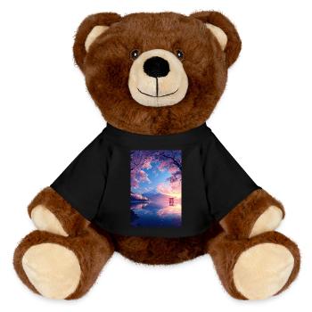 Vue tranquille sur le mont Fuji - Nounours RecycelBär® marron - noir - Devant
