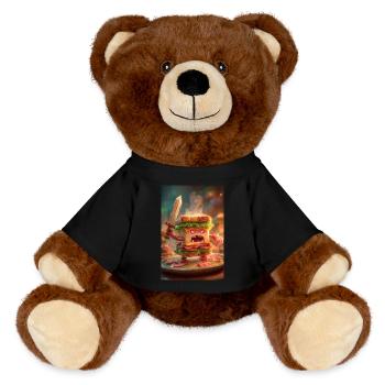Angry Battle Sandwich - MiniFeet® RecycelBär® Teddy Bear Brown - black - Front