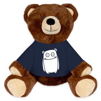 Monster Fröhlich – Lustiges Kawaii Comic Design - MiniFeet® RecycelBär® Braun - French Navy - Vorne