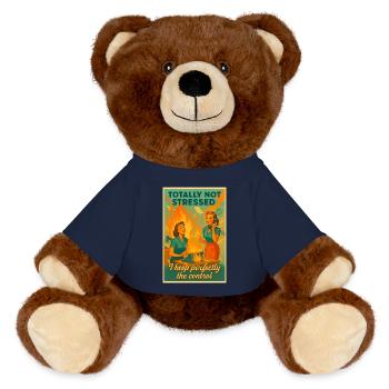 Totally Stressed Retro Office - MiniFeet® RecycelBär® Teddy Bear Brown - french navy - Front