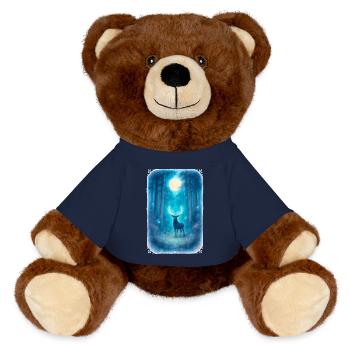Mystischer Hirsch im Wald - Vollmond - MiniFeet® RecycelBär® Braun - French Navy - Vorne