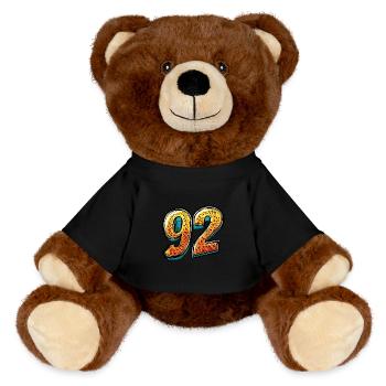 92 Number Colorful - MiniFeet® RecycelBär® Teddy Bear Brown - black - Front