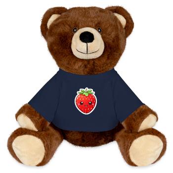Erdbeere süß Kawaii - MiniFeet® RecycelBär® Braun - French Navy - Vorne
