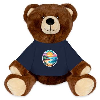 Strandurlaub Sonne Meer - MiniFeet® RecycelBär® Braun - French Navy - Vorne