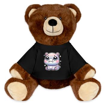 Super Cute Kawaii Baby Hippo - MiniFeet® RecycelBär® Braun - Schwarz - Vorne