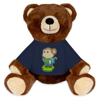 Monkey Teacher Book School - MiniFeet® RecycelBär® Teddy Bear Brown - french navy - Front
