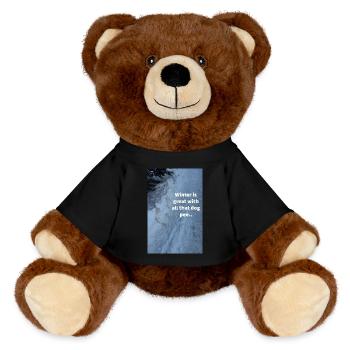 Hundeurin im Winterwunderland - MiniFeet® RecycelBär® Braun - Schwarz - Vorne