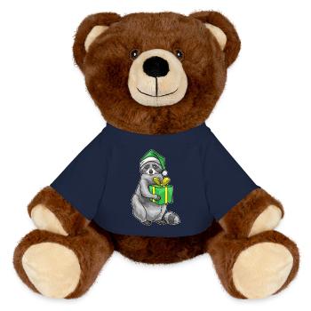 Forfait Noël raton laveur - Nounours RecycelBär® marron - bleu marine - Devant
