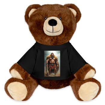Herakles, muscular warrior in lion pelt, gripping - MiniFeet® RecycelBär® Teddy Bear Brown - black - Front