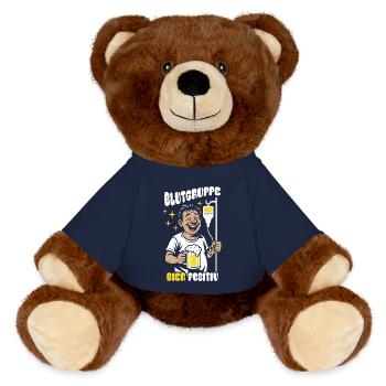 Blutgruppe Bier Positiv - Party Infusion Cartoon - MiniFeet® RecycelBär® Braun - French Navy - Vorne