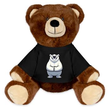 Satisfied Polar Bear Comic North Pole Pride Cool - MiniFeet® RecycelBär® Teddy Bear Brown - black - Front