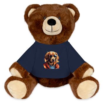 Golden retriever on the streets | Dog lovers - MiniFeet® RecycelBär® Teddy Bear Brown - french navy - Front