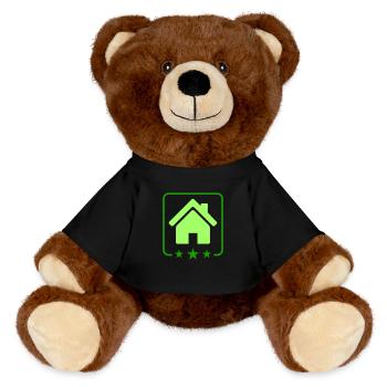 haus icon symbol - MiniFeet® RecycelBär® Braun - Schwarz - Vorne