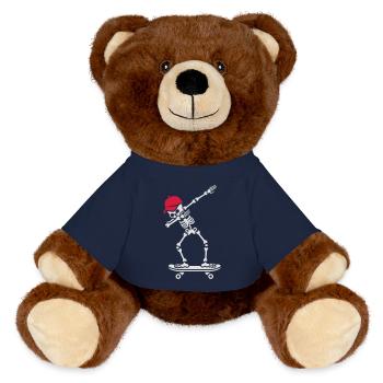 Dab dabbing skeleton skateboard skater - MiniFeet® RecycelBär® Braun - French Navy - Vorne